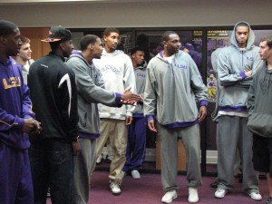 LSU ADU LSU men doing the "Agree/Disagree/Unsure activity"